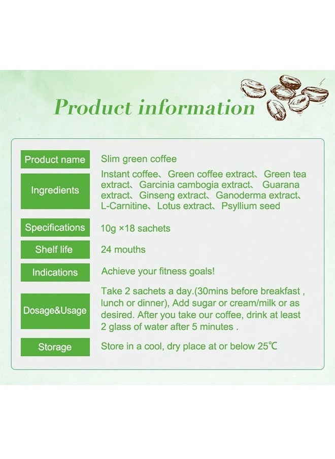 Wins Town Light green slimming Ganoderma lucidum coffee, a cup before meals to achieve weight loss, a box of 18 sticks  - Image 4