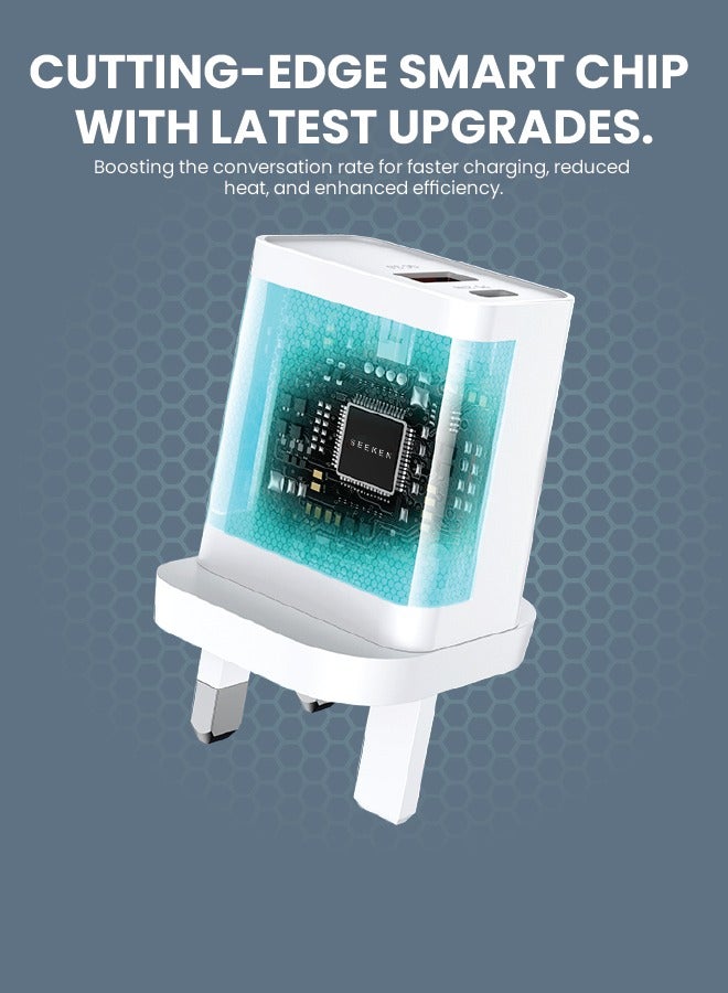 SEEKEN 20W Neutra-Duo Dual Rapid Travel Charger - White  | Fast Charging | 2 in 1 | Compact | Power Delivery | Premium Design | High-Quality. - Image 2