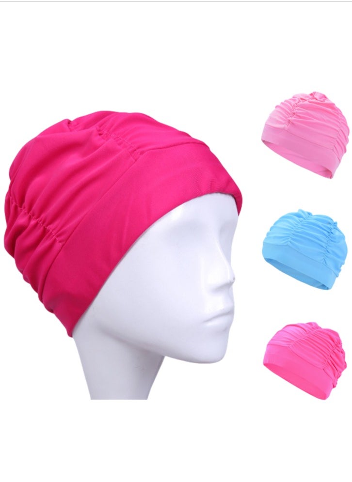 Whale's Bestie Swim Cap Women for Long Hair 3PCS, Comfortable Large Size Non-Slip Fashionable Silicone Swim Caps  - Image 1