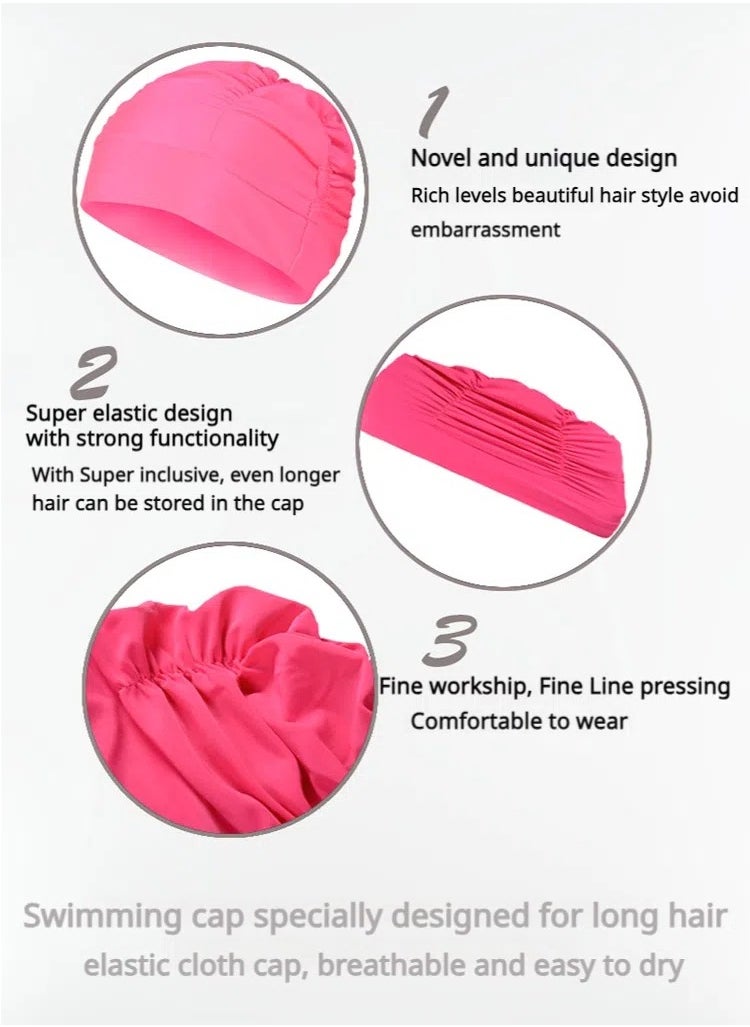 Whale's Bestie Swim Cap Women for Long Hair 3PCS, Comfortable Large Size Non-Slip Fashionable Silicone Swim Caps  - Image 2