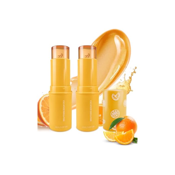 2PC Brightening Vitamin C Serum Stick - Radiance-Boosting Face Serum Stick for Glowy Summer Makeup Prep - Enriched with Turmeric to Help Improve the Appearance of Redness (0.35 oz)