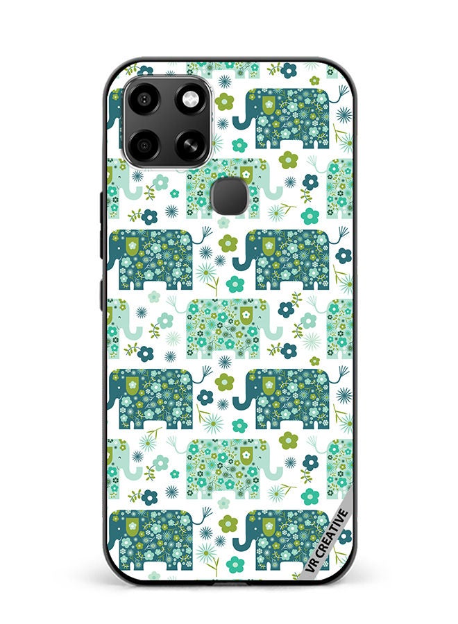 VR CREATIVE Protective Case Cover For Infinix Smart 6 Cute Elephant Green Design Multicolour - Image 1