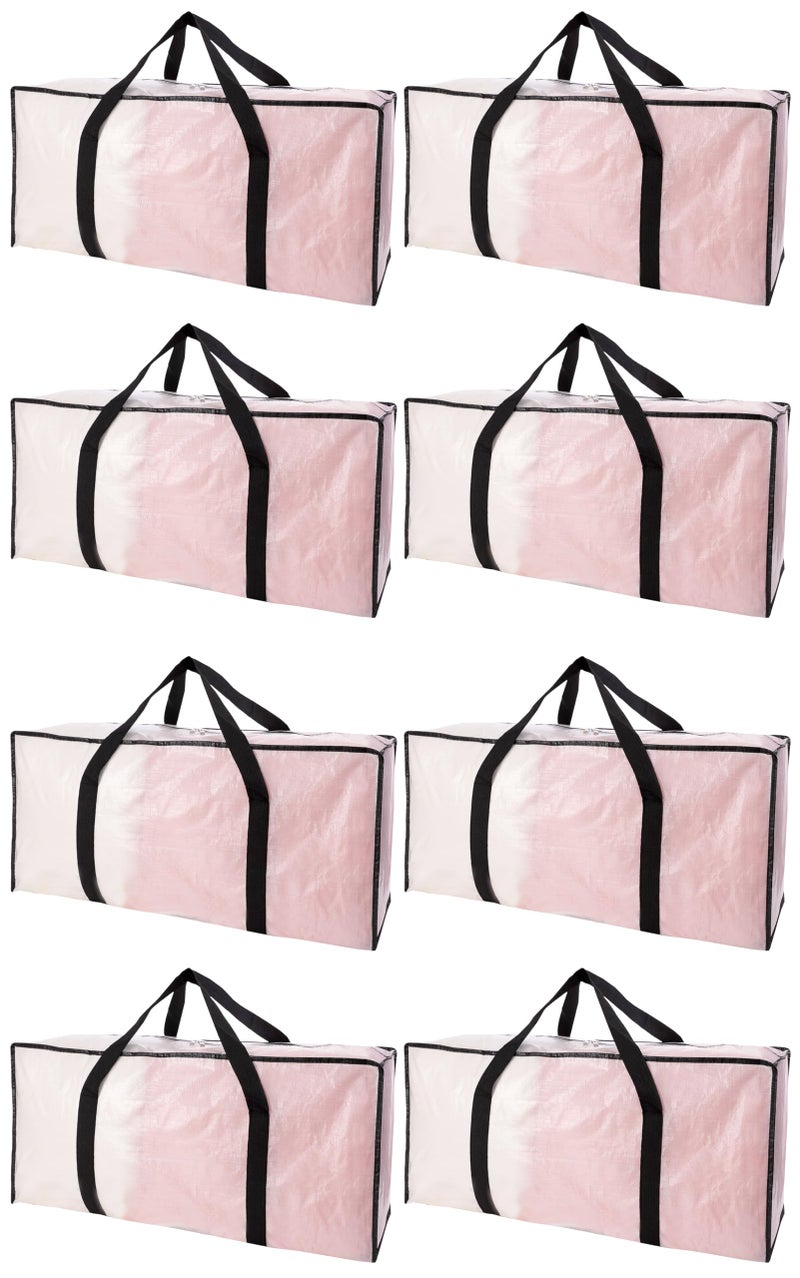 PANDA JOYS Extra Large Moving Bags with Zippers & Carrying Handles, Heavy-Duty Storage Tote for Space Saving Moving Storage, Fold Flat, Alternative to Box and Bin - 8 Pack, Semi-Transparent - Image 1