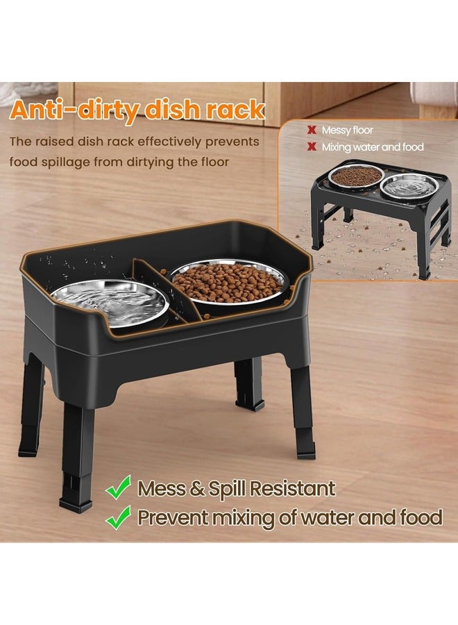 L&E Elevated Dog Bowls Mess Proof Raised Slow Feeder Dog Bowls, 4 Height Adjustable Bowl Stand Licking Plate with 2 56oz Stainless Steel Dog Food Bowls for Small Medium Large Dogs Pets - Image 4