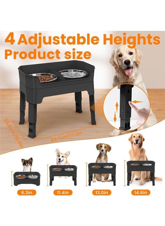 L&E Elevated Dog Bowls Mess Proof Raised Slow Feeder Dog Bowls, 4 Height Adjustable Bowl Stand Licking Plate with 2 56oz Stainless Steel Dog Food Bowls for Small Medium Large Dogs Pets - Image 5