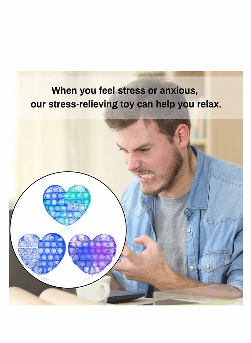 Loquat 3Pcs Tie-dye Push Pop Fidget Sensory Toy, Silicone Squeeze Sensory Tools, A Loud Side and A Quiet Side to Pop, Stress Relief and Anti-Anxiety Tools for Autism Kids and Adult - Image 2