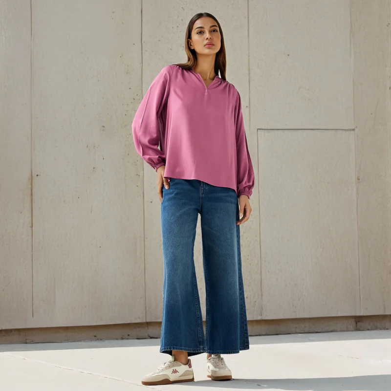 سبلاش فيڤ Regular Fit Mandarin Collar Top