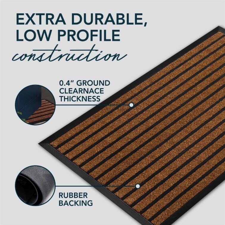 ubdyo Extra Durable Door Mat - Dirt Trapping Outdoor Welcome Mats - Non-Slip Outdoor Indoor Entrance - Low Profile Front Doormat (47" x 32", Bright Brown) - Image 4