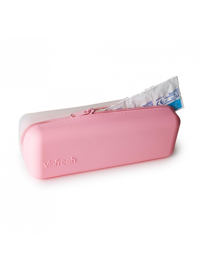 Visfresh Visfresh Disposable Daily Contact-Lens Case Organizer, Travel-Friendly, Premium Quality, Water-Resistant Silicone Case with Clearly Labeled R & L, Storage up to 30 lenses (Pink)  - Image 2