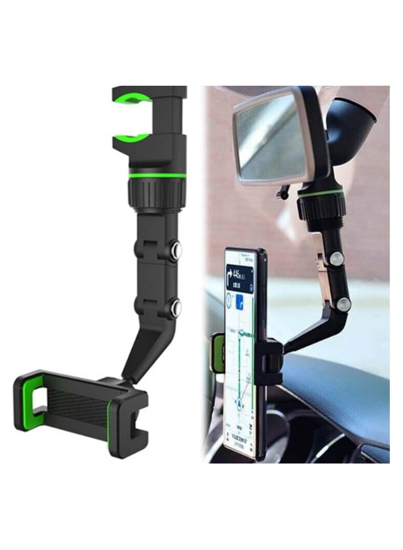360° Rearview Mirror Phone Holder for Car Multifunctional Mount Phone and GPS Holder Universal Rotating Car Phone Holder, Cell Phone Automobile Cradles (Green) - Image 2