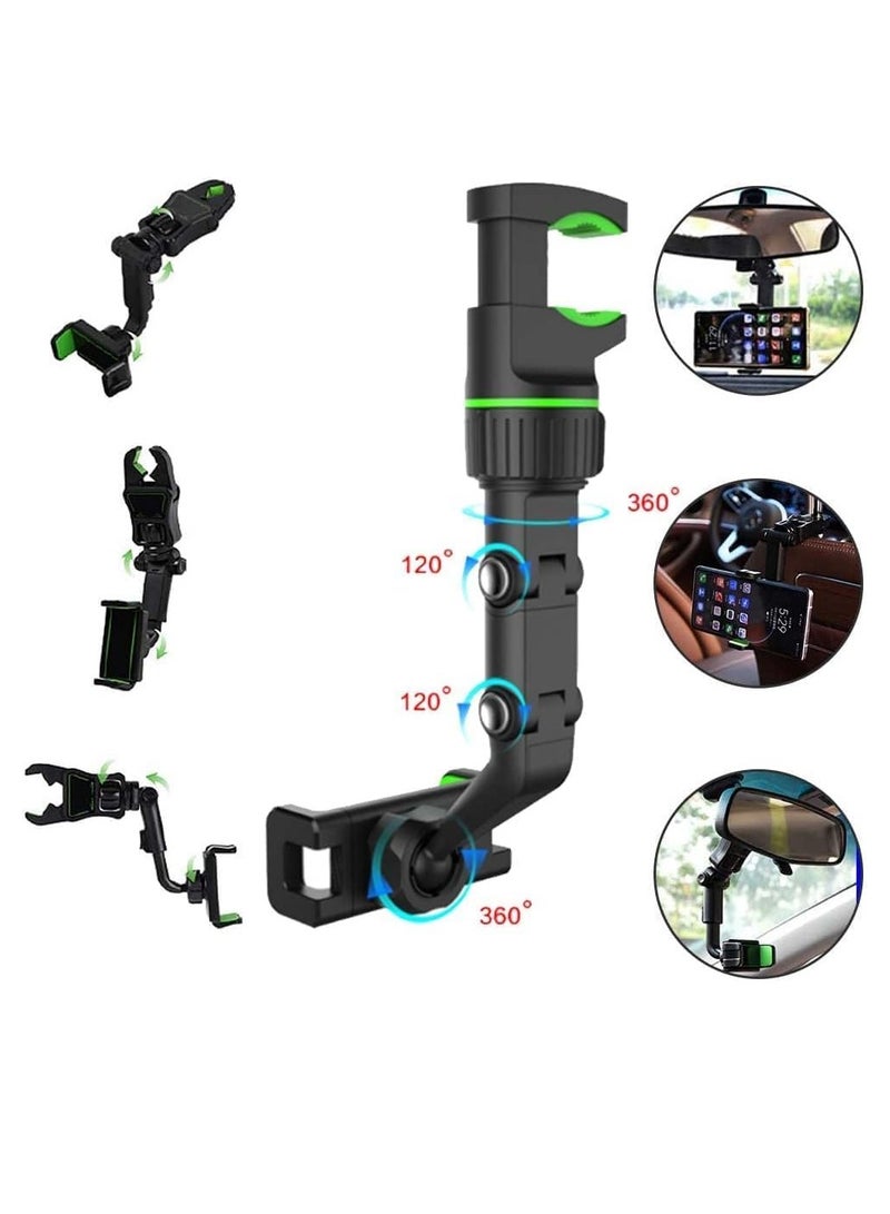 360° Rearview Mirror Phone Holder for Car Multifunctional Mount Phone and GPS Holder Universal Rotating Car Phone Holder, Cell Phone Automobile Cradles (Green) - Image 4