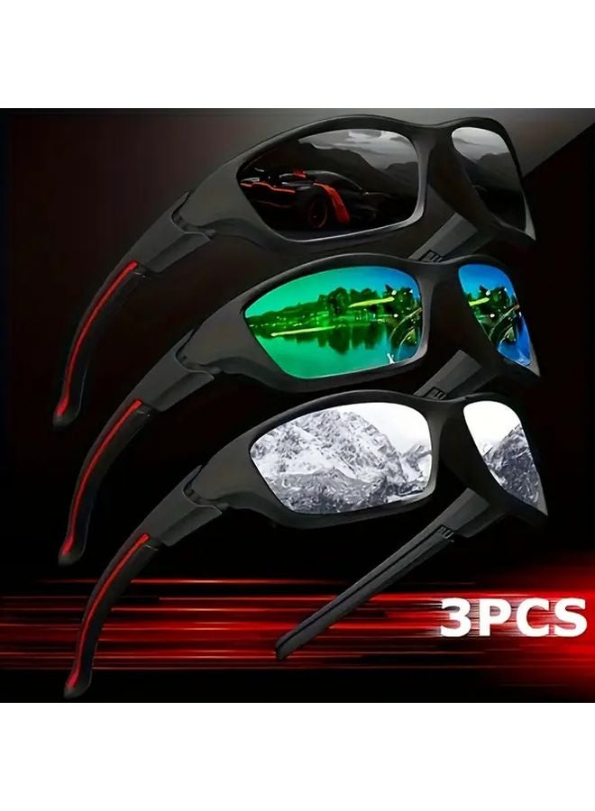 Three Piece Mens Glasses Business Casual Suit Black Gray Red Film - Image 4
