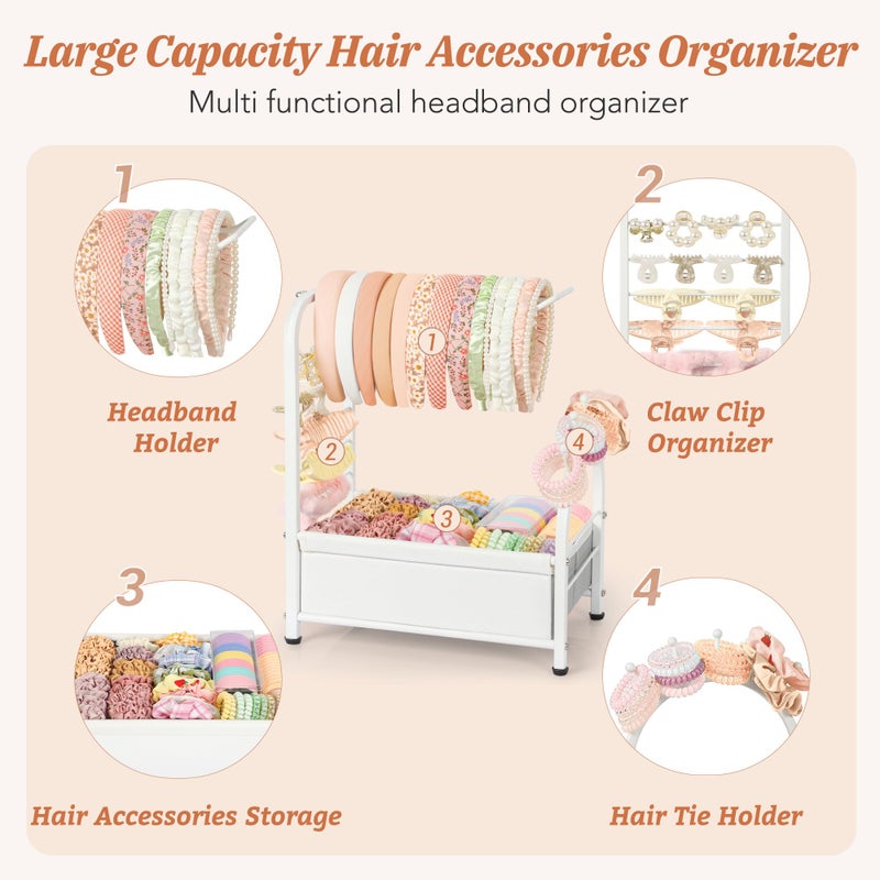 Keebofly Headband Holder Stand - Versatile Organizer for Scrunchies, Bows & Claw Clips - Compact Hair Accessories Storage for Girls, Women, Babies - Image 2