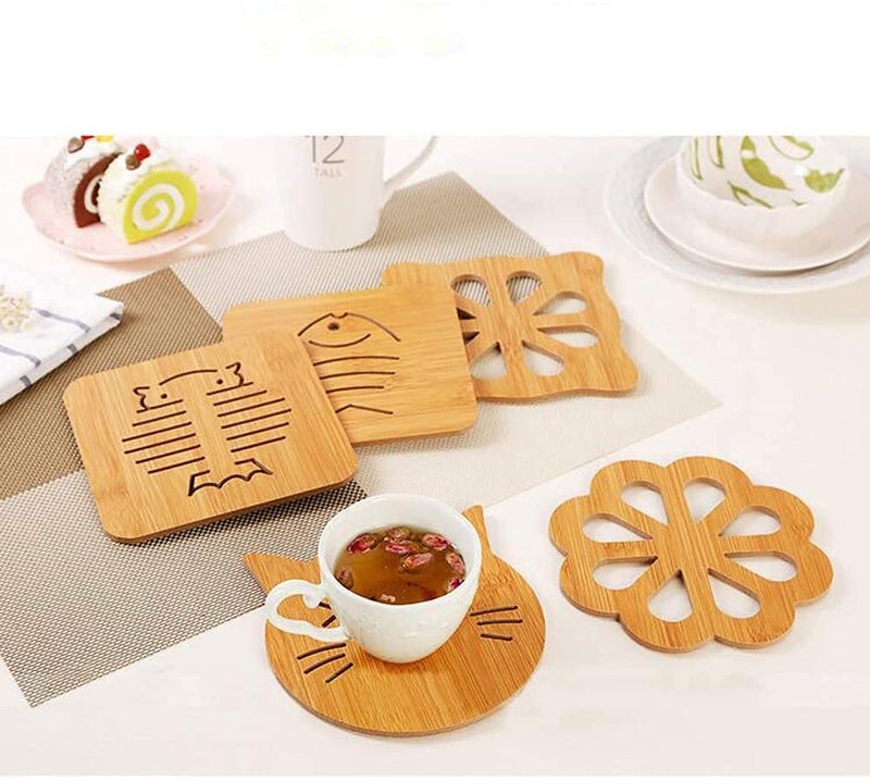 SHIDHMI SHIDHAMI Wooden Coasters Set of 6,Eco-Friendly Drink Coasters for Glass & Candle Decorative Coasters Winter Coffee Cup for Drinking Glasses, Tabletop Protection for Any Table Type - Image 4