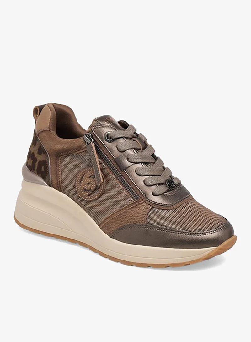 Carmela Women Panelled Leather Lace-Up Ankle Sneakers