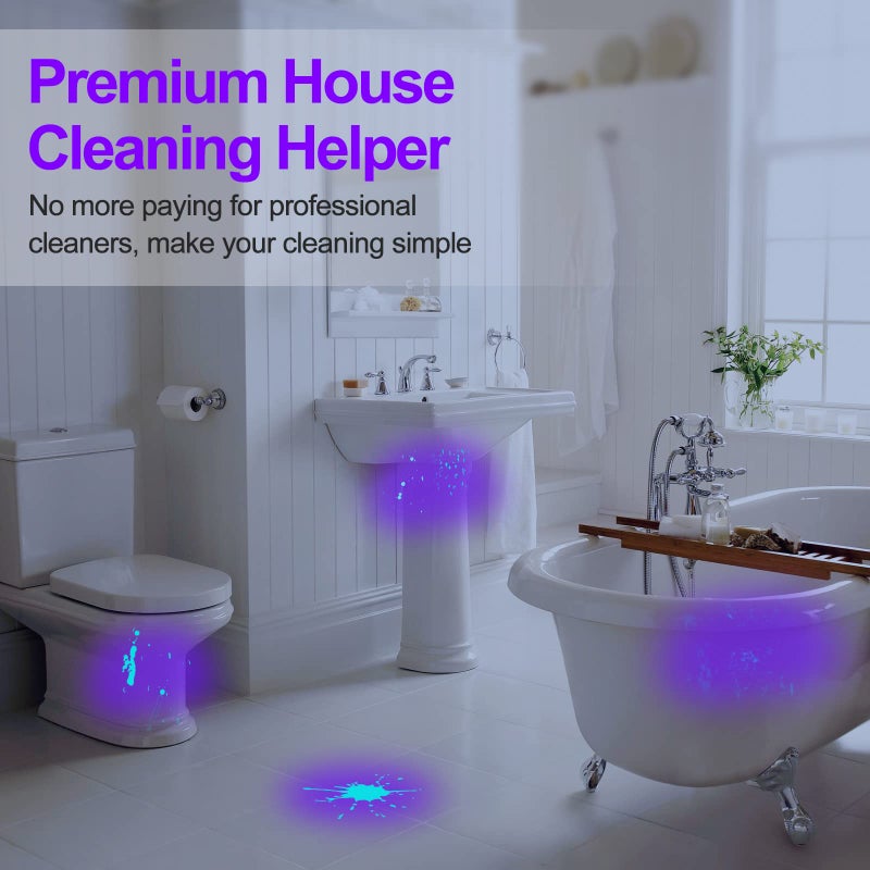 Vansky مصباح ضوء أسود UV، 21 LED 395nm مصباح يدوي بالأشعة فوق البنفسجية للكشف عن بول الحيوانات الأليفة، بقع جافة، معالجة الراتنج، متوافق مع مزيل الروائح للحيوانات الأليفة (البطاريات مشمولة) - Image 4