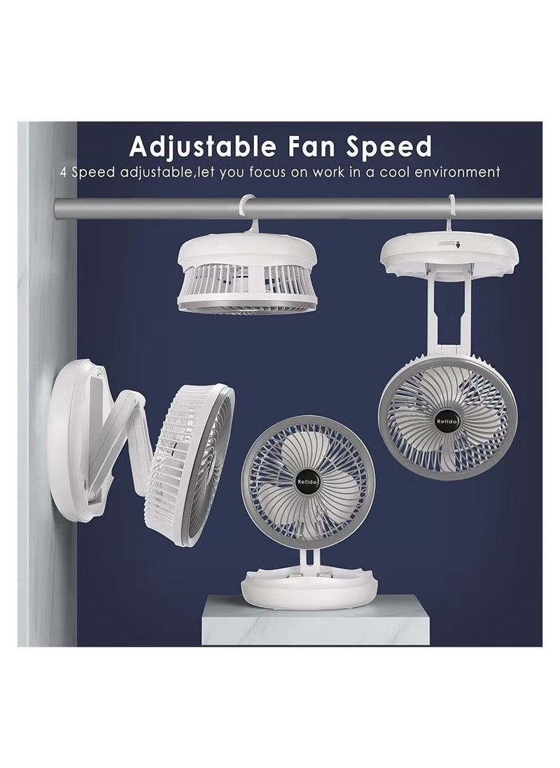 ASIV 4000mah Portable Fan, USB Charging Small Fan 4-Speed, Air Circulator And Foldable Silent Personal Fan  - Image 1