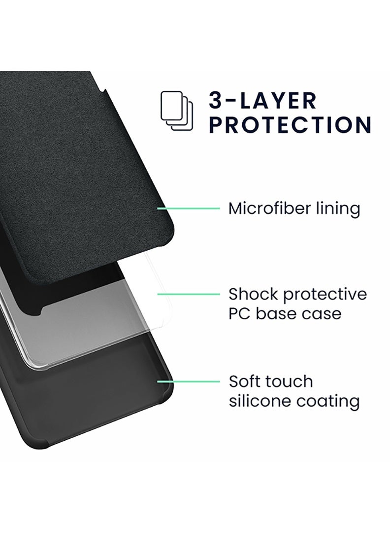 Case Up Compatible with iPhone 12 6.1 Inch Case, Premium Liquid Silicone [Camera Protection] [Soft Anti-Scratch Microfiber Lining] Shockproof Protective Slim Phone Cover for iPhone 12, Black - Image 3