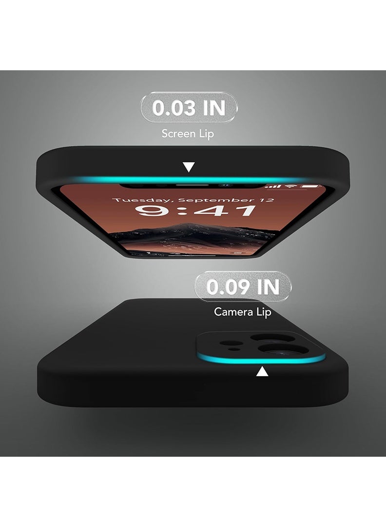 Case Up Compatible with iPhone 12 6.1 Inch Case, Premium Liquid Silicone [Camera Protection] [Soft Anti-Scratch Microfiber Lining] Shockproof Protective Slim Phone Cover for iPhone 12, Black - Image 5