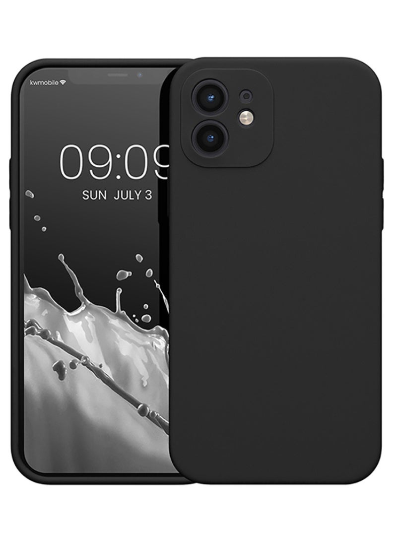 Case Up Compatible with iPhone 12 6.1 Inch Case, Premium Liquid Silicone [Camera Protection] [Soft Anti-Scratch Microfiber Lining] Shockproof Protective Slim Phone Cover for iPhone 12, Black - Image 1