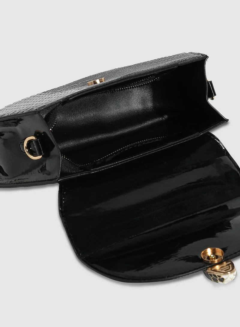 Haute Sauce Snakehead Buckle Handbag - Black