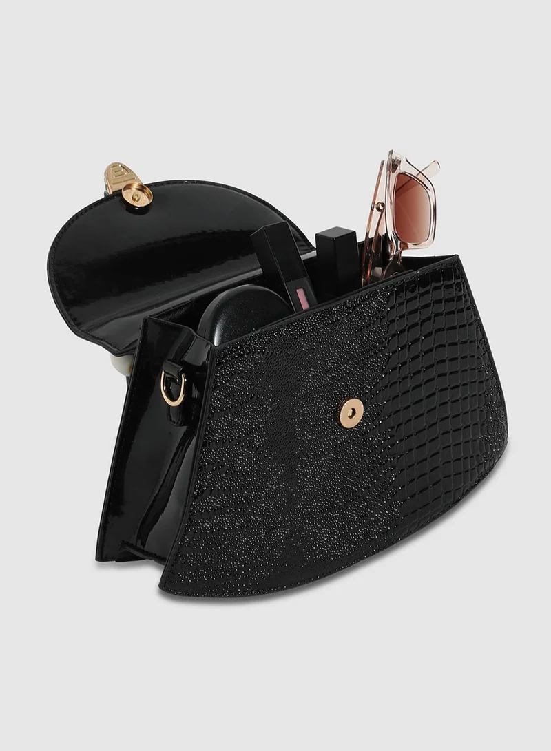 Haute Sauce Snakehead Buckle Handbag - Black