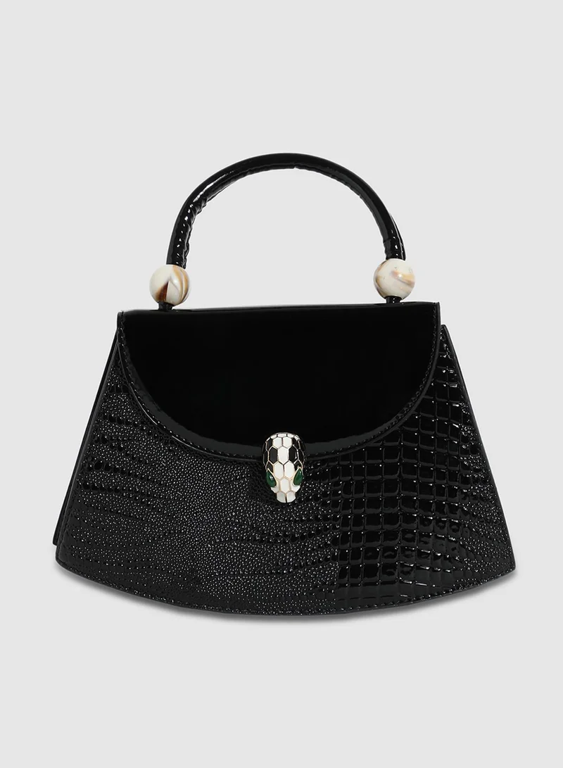 Haute Sauce Snakehead Buckle Handbag - Black