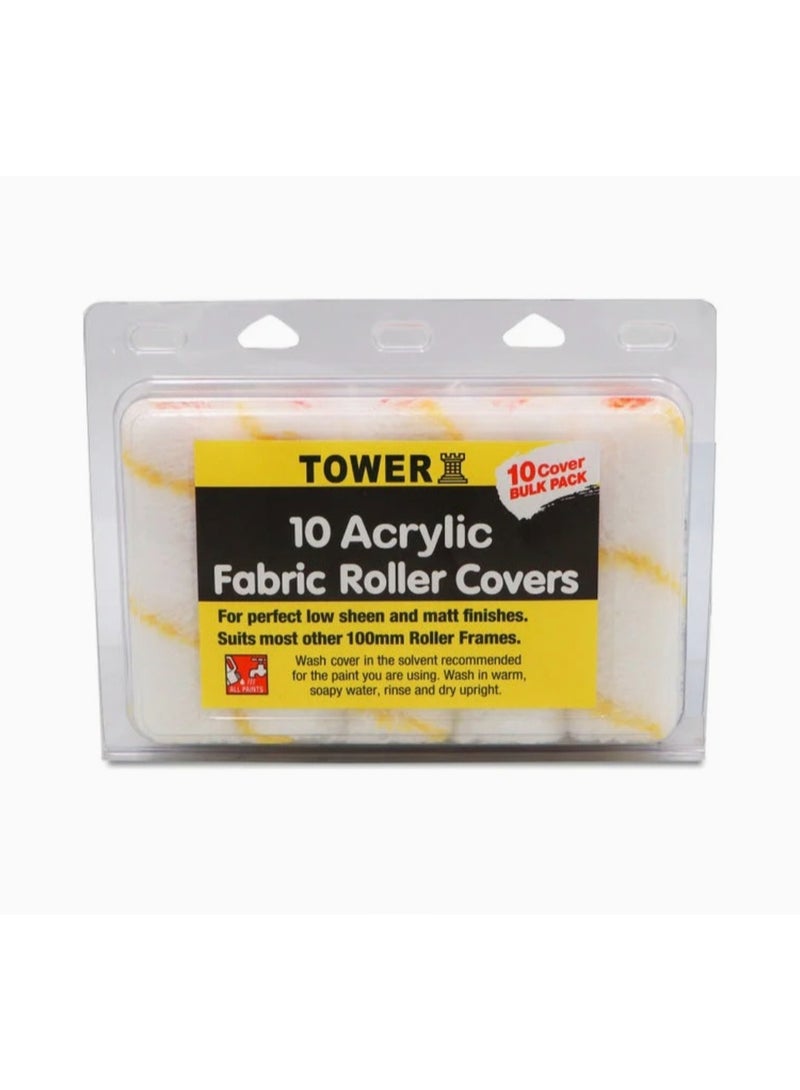 تاور طقم أغطية رول دهان أكريليك من تاور، 10 قطع - 100 مم (4 بوصة) - للدهانات المطفية واللمعة الخفيفة - Image 1