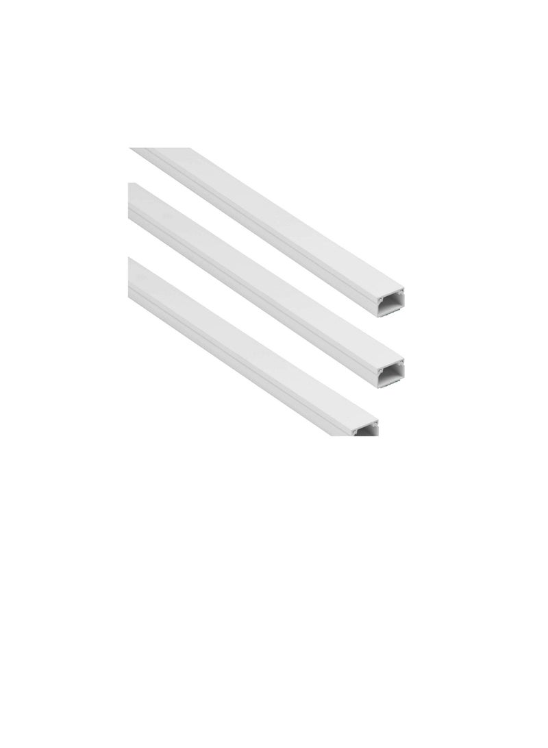 90cm Square Cable Box Self Adhesive PVC Trunking White Red Sticker Wall Cord Cover Cable Concealer On-Wall Wire Cover Paintable Cable Management Raceway to Hide Wires - Pack of 3 (25x16MM)  - Image 1