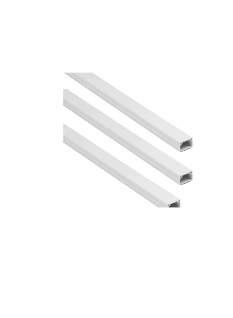 90cm Square Cable Box Self Adhesive PVC Trunking White Red Sticker Wall Cord Cover Cable Concealer On-Wall Wire Cover Paintable Cable Management Raceway to Hide Wires - Pack of 3 (25x16MM)  - Image 3