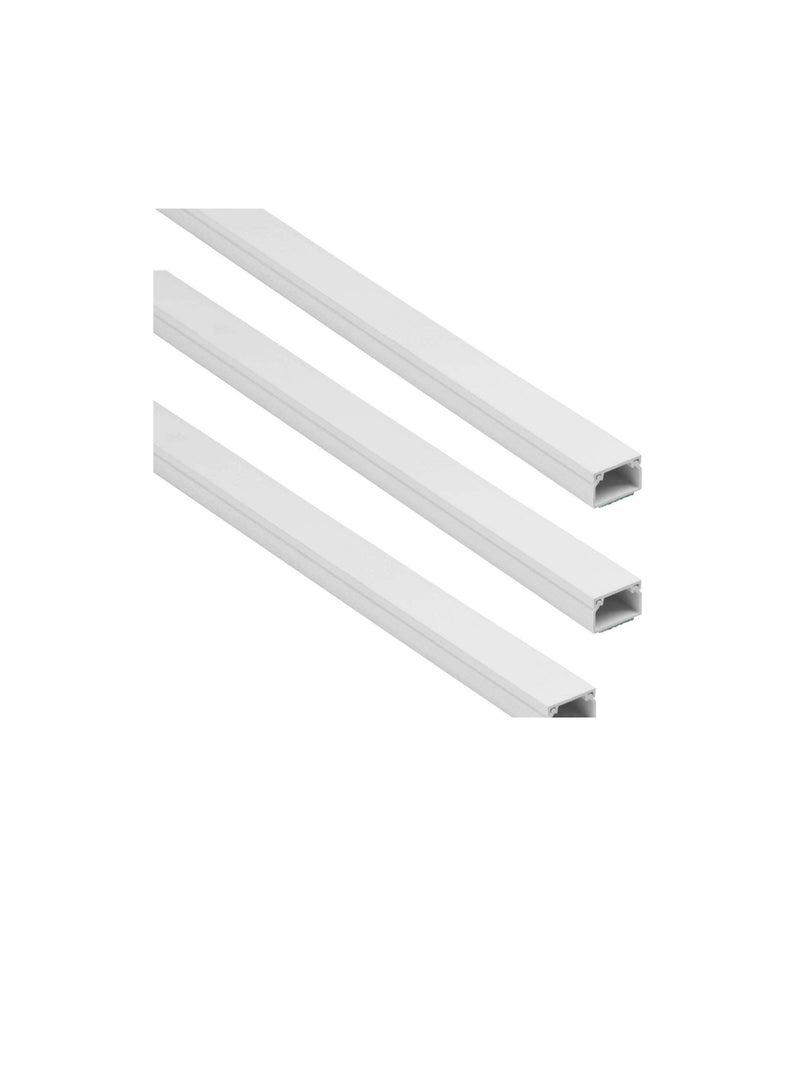 90cm Square Cable Box Self Adhesive PVC Trunking White Red Sticker Wall Cord Cover Cable Concealer On-Wall Wire Cover Paintable Cable Management Raceway to Hide Wires - Pack of 3 (25x16MM)  - Image 2