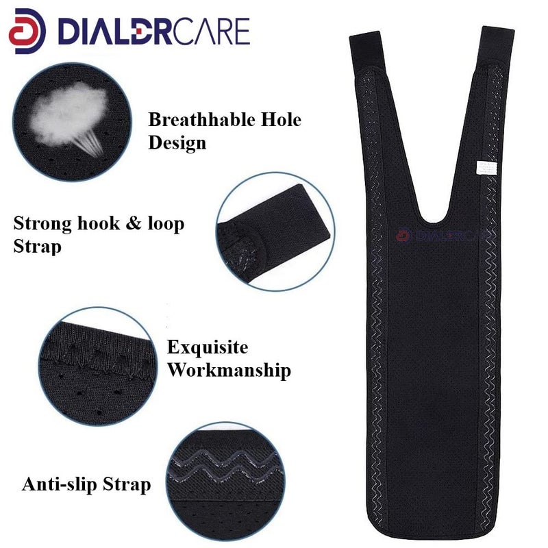 DIALDRCARE دعامة دعم قابلة للتعديل للفخذ من النيوبرين، ضمادة ضغط، سليف للفخذ، للألم في أوتار الركبة، وعلاج الإصابات الرياضية، دعامة كرة السلة للرجال والنساء (2) صغيرة - Image 3