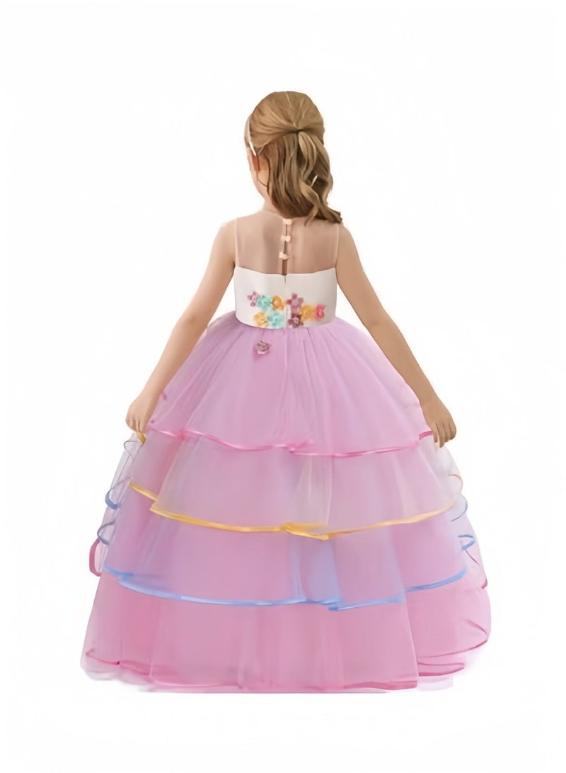 Princess Unicorn Fancy Dress for Girls Sleeveless Tulle Gown with Pastel Unicorn Headband Costume for Birthday Party Halloween Christmas Pageant - Image 3