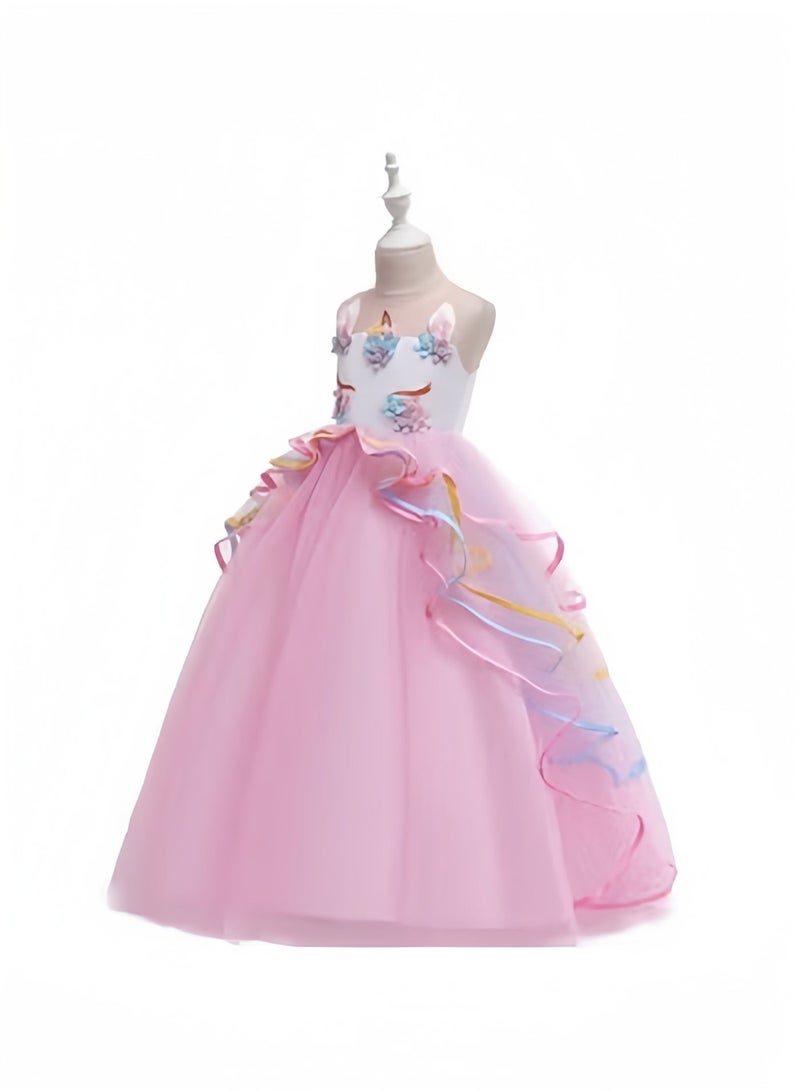 Princess Unicorn Fancy Dress for Girls Sleeveless Tulle Gown with Pastel Unicorn Headband Costume for Birthday Party Halloween Christmas Pageant - Image 5