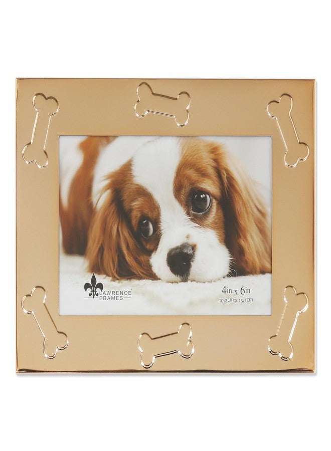 Lawrence Frames Gold Metal Picture Frame - Dog Bone Design - 4x6 - Image 1