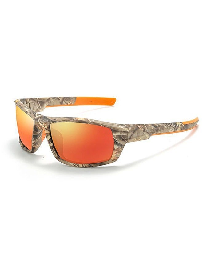 Outdoor Windproof Camo Sports Sunglasses, Plastic Frame TAC Lens UV Protection Sunglasses, Cycling Driving Fishing Sun Protection Sunglasses(Orange) - Image 1