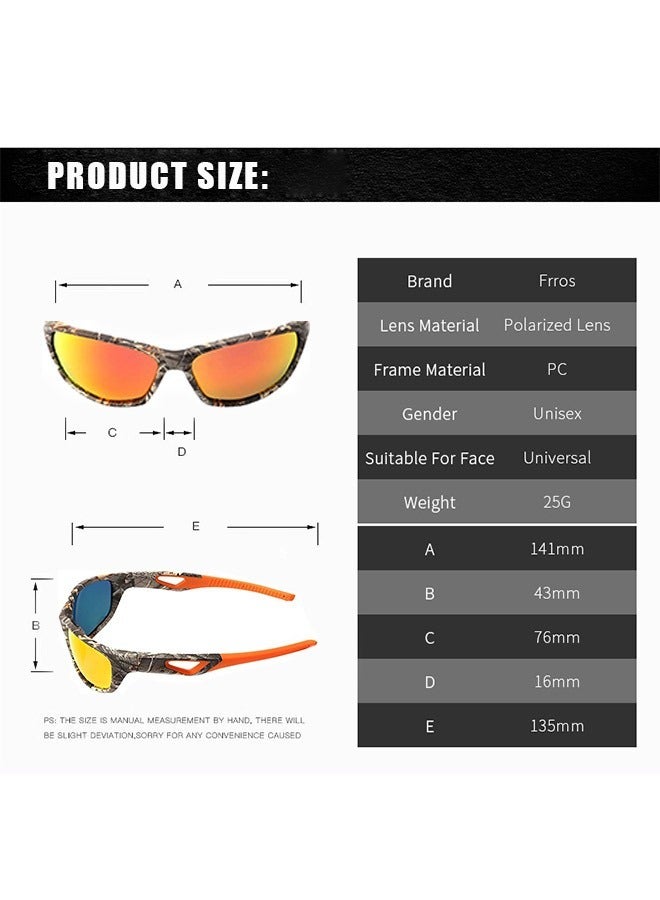 Outdoor Windproof Camo Sports Sunglasses, Plastic Frame TAC Lens UV Protection Sunglasses, Cycling Driving Fishing Sun Protection Sunglasses(Orange) - Image 2