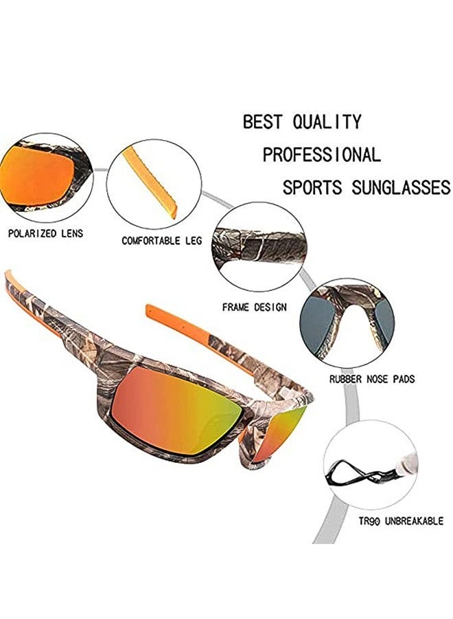 Outdoor Windproof Camo Sports Sunglasses, Plastic Frame TAC Lens UV Protection Sunglasses, Cycling Driving Fishing Sun Protection Sunglasses(Orange) - Image 3