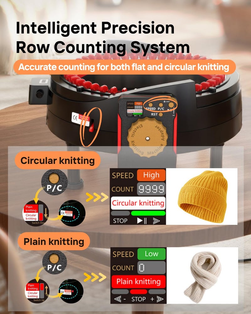 ZestWrench [2025 Upgrade] ZestWrench Electric Knitting Machine Adapter for addi Express King Size Knitting Machine 46 Needles,addi Knitting Machine Automatic Accessories，LCD Panel & Row Counter - Image 5
