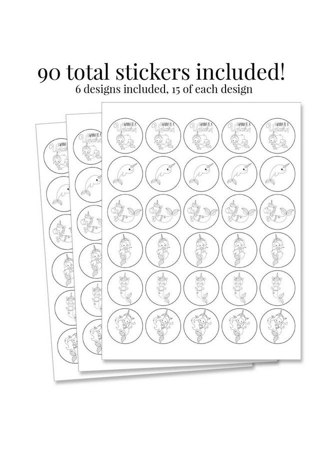 Amanda Creation Color Your Own Unicorn Sea Creatures Birthday Party Favor Sticker Labels for Kids, 90 1.5" Party Circle Stickers by AmandaCreation, Great for Arts & Crafts, Envelope Seals, Goodie Bags & Treats - Image 5
