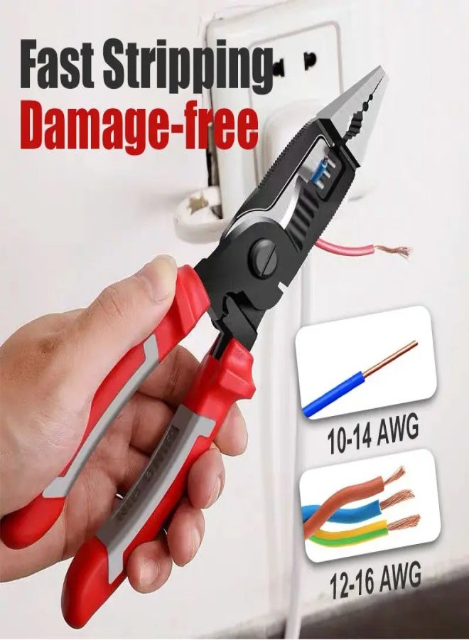 6 in 1 Multifunctional Electrician Plier Long Nose Pliers Wire Cable Cutter Stripper Terminal Crimping Stripping Plier Hand Tool yellow - Image 2
