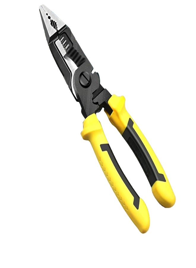 6 in 1 Multifunctional Electrician Plier Long Nose Pliers Wire Cable Cutter Stripper Terminal Crimping Stripping Plier Hand Tool yellow - Image 1