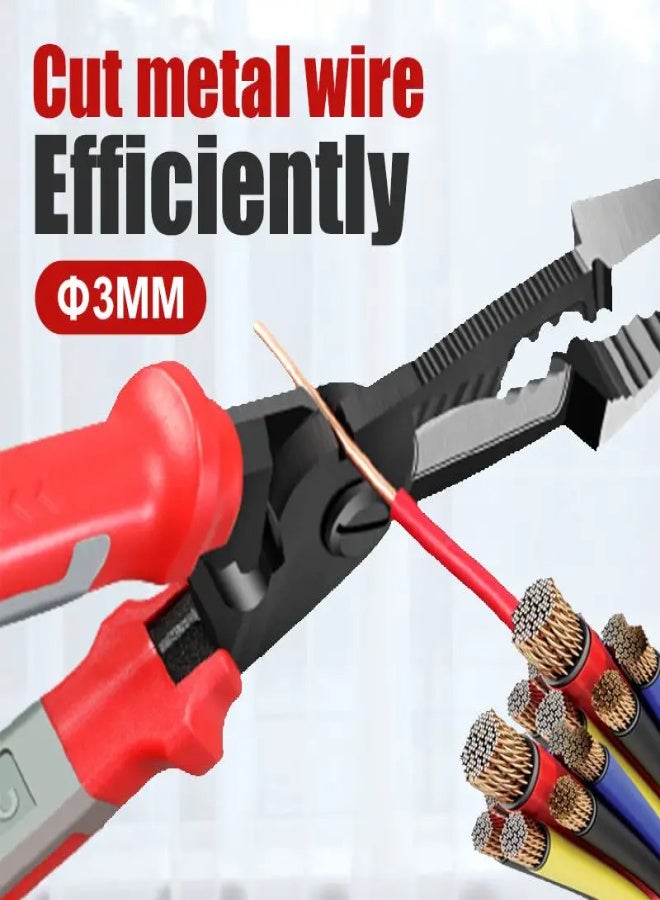 6 in 1 Multifunctional Electrician Plier Long Nose Pliers Wire Cable Cutter Stripper Terminal Crimping Stripping Plier Hand Tool yellow - Image 4