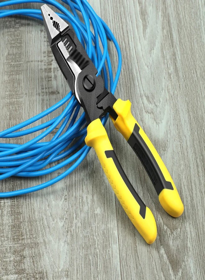6 in 1 Multifunctional Electrician Plier Long Nose Pliers Wire Cable Cutter Stripper Terminal Crimping Stripping Plier Hand Tool yellow - Image 3
