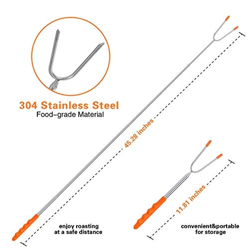 Briout Marshmallow Roasting Sticks 10 Pack Extra Long 45’’ Stainless Telescoping Hot Dog Smores Skewers Kids Safe Barbecue Forks for Campfire, Bonfire and Grill - Image 3