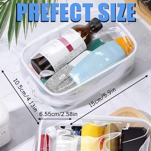 Eilyliafe 12 Pieces Clear Cosmetic Bag PVC Waterproof Makeup Bags with Zipper TSA Approved Toiletry Bag for Travel Transparent Pouches Organizer Storage for Men and Women White Small - Image 3