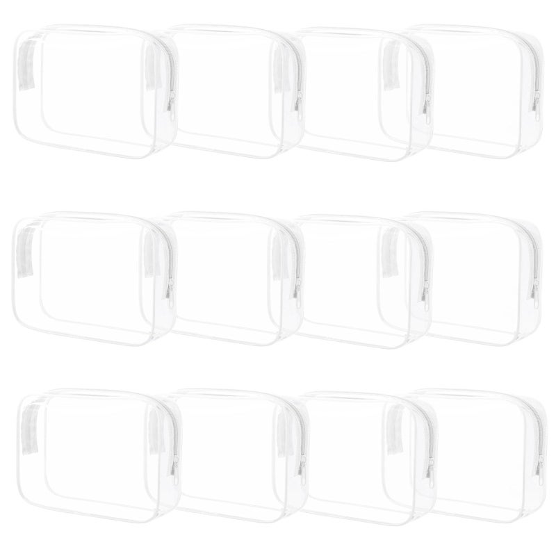 Eilyliafe 12 Pieces Clear Cosmetic Bag PVC Waterproof Makeup Bags with Zipper TSA Approved Toiletry Bag for Travel Transparent Pouches Organizer Storage for Men and Women White Small - Image 2