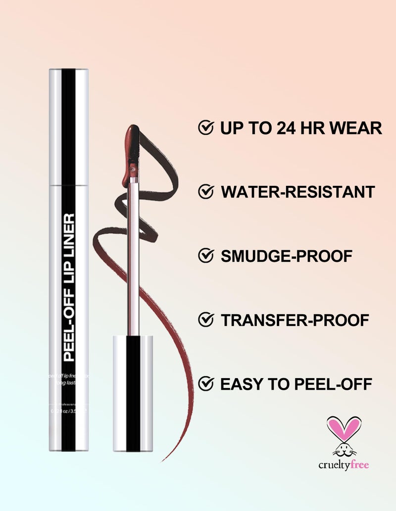 Erinde 3PCS Peel Off Lip Liner Stain, Long Lasting Tattoo Lip Liner with Tweezer, Matte Finish Peel Off Lip Stain, Waterproof Transfer Proof Lip Stain Peel Off, Non-Stick Cup Nude Lip Stain Lipliner - Image 2