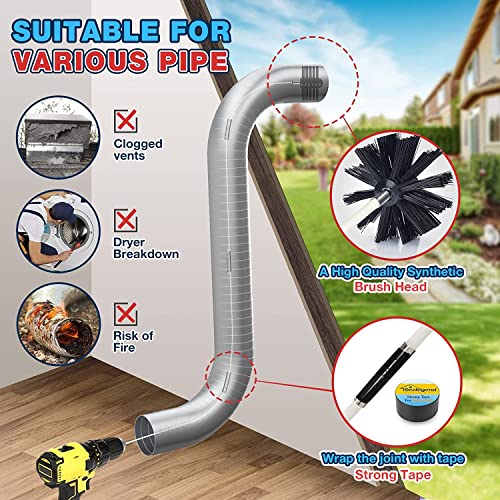 Sealegend 15Piece Dryer Vent Cleaner Kit Omnidirectional Dryer Cleaning Kit Include 30 Feet Dryer Vent Brush Black Dryer Lint Vacuum AttachmentDryer Lint Trap Brush Vacuum Dryer Adapters - Image 5