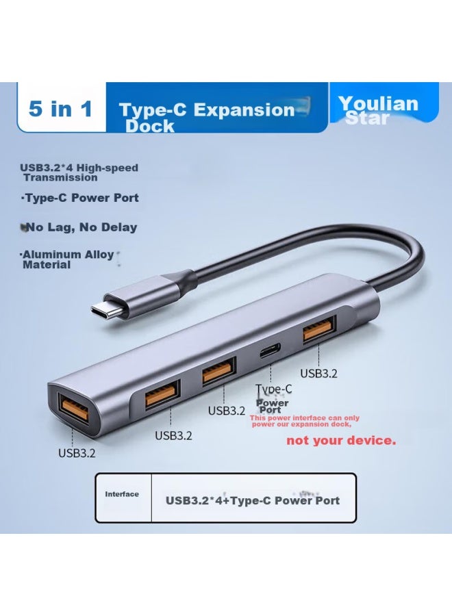 Union Star Youlianxing Type-c3.2 To Usb Hub, 10gbps Expansion Dock, Usb-c3.2gen2 High-speed 4-port Expansion Hub, Adapter For Laptops And Tablets - Image 1